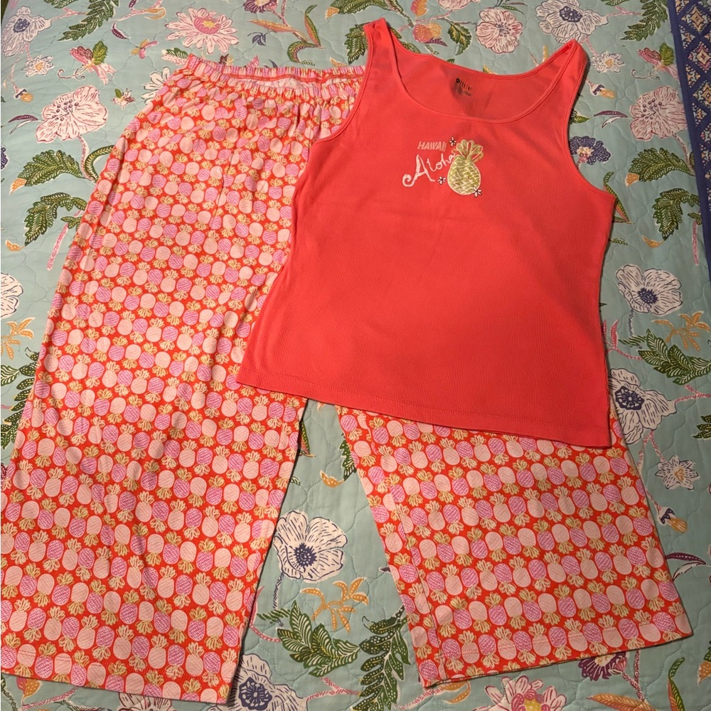 HUE Pineapple 2pc Capri PJ Set. XL